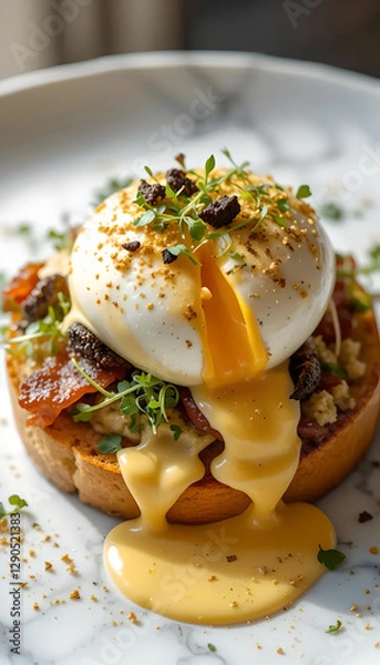 Obraz Golden Elegance: Poached Perfection