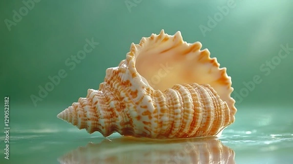 Fototapeta Seashell on teal backdrop