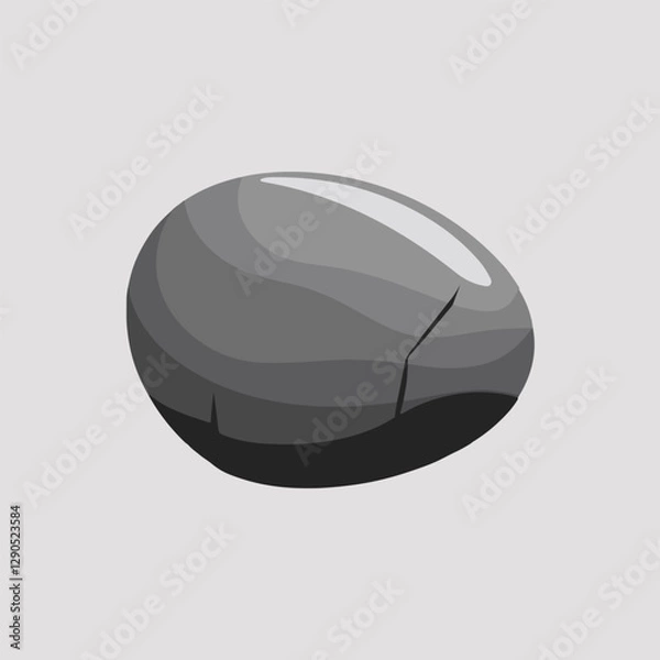 Fototapeta A Flat-Style Large river stone on a Plain White Background