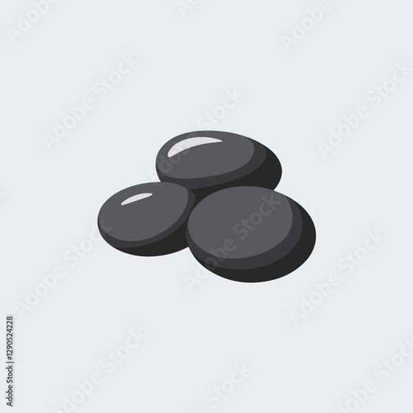 Fototapeta A Flat-Style Small smooth pebble on a Plain White Background