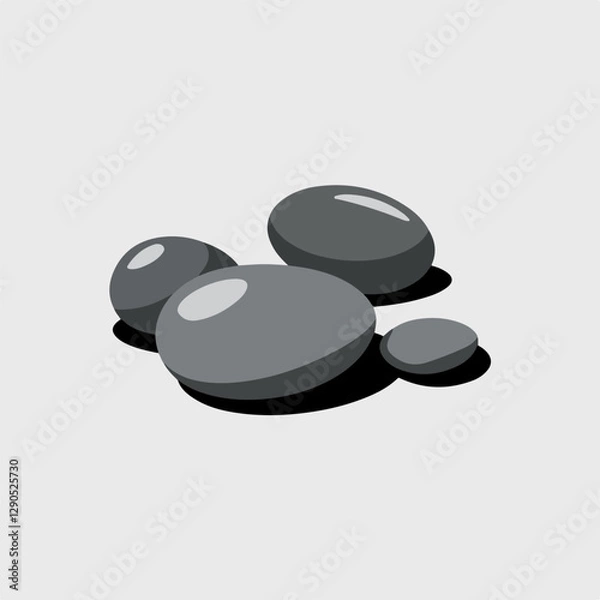 Fototapeta A Flat-Style Small smooth pebble on a Plain White Background