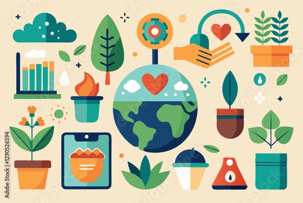 Fototapeta Eco-friendly design elements for environmental and nature-themed projects