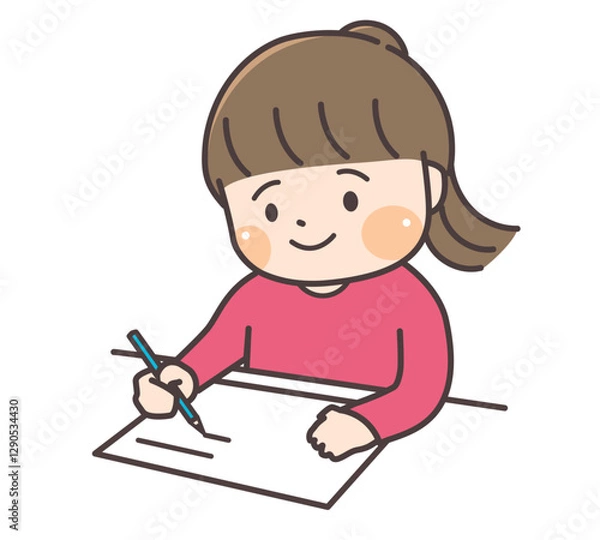 Fototapeta 勉強する女の子のイラスト