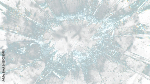 Fototapeta a broken glass window with a black background