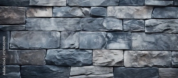 Fototapeta Gray stone tile wall texture with varied shades of gray and blue creating a natural pattern ideal for product display and advertising.