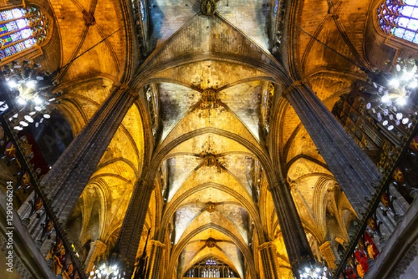 Obraz The Cathedral of the Holy Cross and Saint Eulalia, known as the Cathedral of Barcelona, ​​dedicated to Saint Eulalia