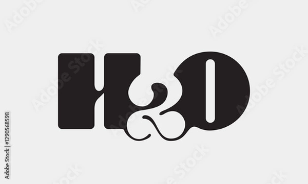Obraz Fat lettering H2O for premium water, used negative space of number 2