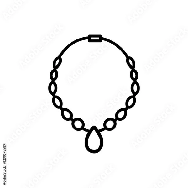 Obraz Necklace with gem outline icon. Female accessory - necklace vector sketch illustration for print, web, mobile and infographics isolated on white background.