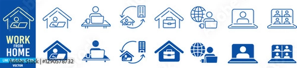 Obraz Working from home, remote work, icon set. 