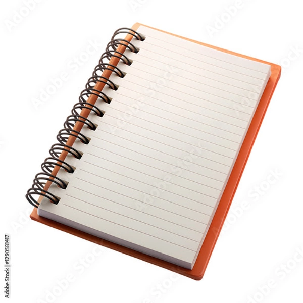 Fototapeta Spiral Notebook: Orange, Dot Grid, Stationery isolated on transparent background