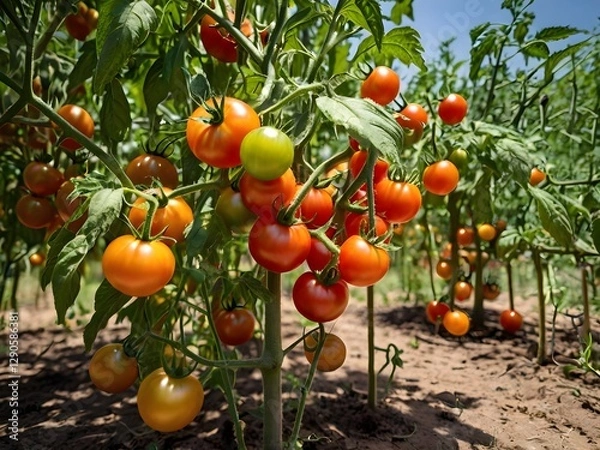Fototapeta tomato tree that bears fruit abundantly