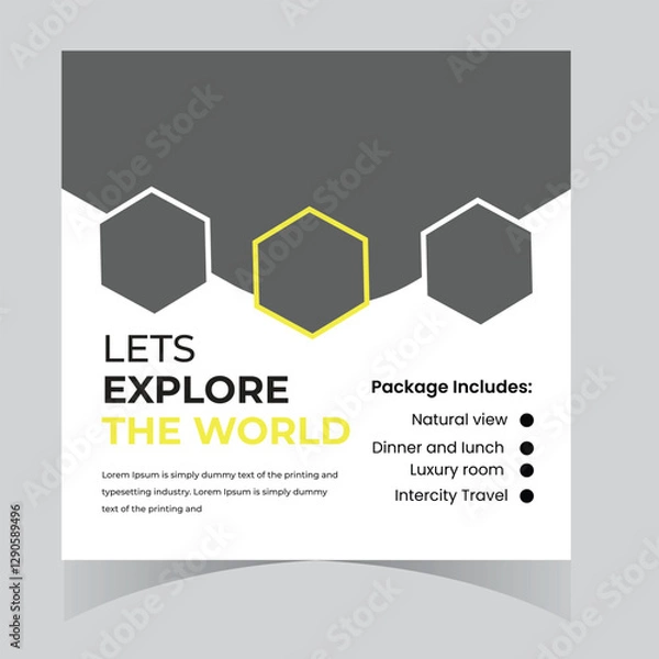 Fototapeta Travel tour adventure vacation social media post design and web template and square flyer design
