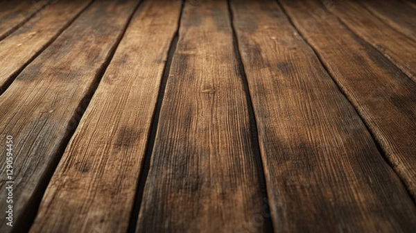 Fototapeta Wooden floor texture with rustic planks, showcasing natural grain and warm tones, perfect for backgrounds or design projects