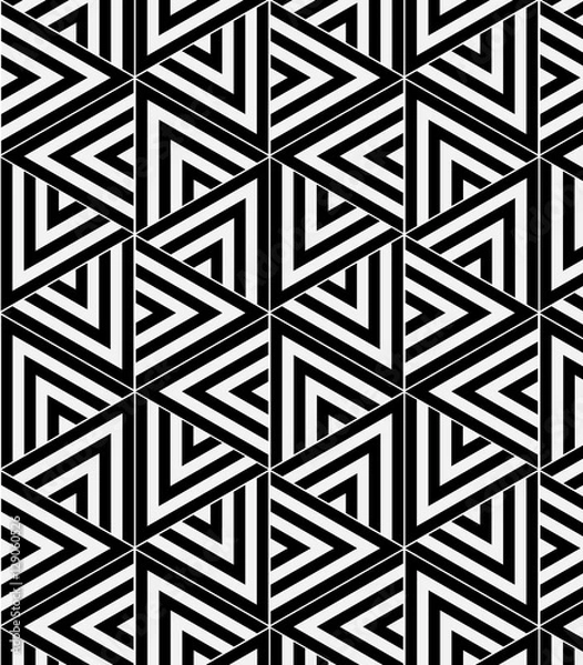 Fototapeta Vector pattern. Repeating geometric tiles with striped triangles
