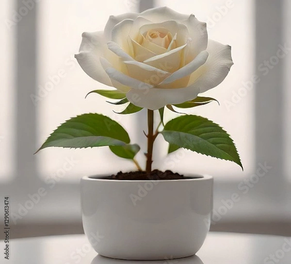 Obraz white rose in a pot