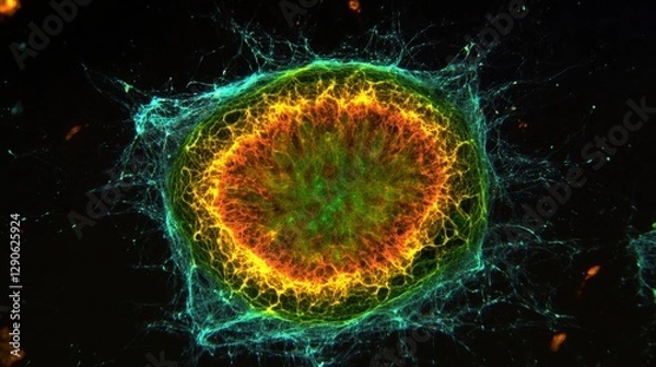 Fototapeta A microscopic look at a stem cell transforming into a specialized cell, representing the foundation of regenerative medicine