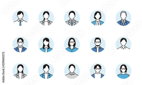 Fototapeta ビジネスチームのアイコンセット　円背景