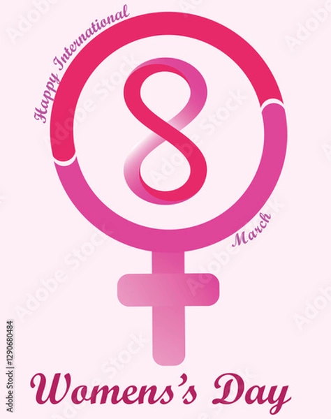 Obraz Women's Day background with number 8 infinity logo . Vector illustration.