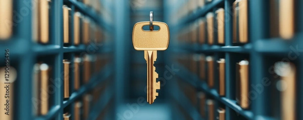 Obraz A close-up of a key hanging in a modern storage environment.