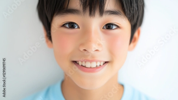 Obraz 爽やかな笑顔が魅力的な日本人の少年ポートレート | 純真な子どもの表情
