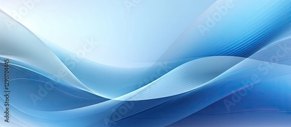 Fototapeta Blue abstract background featuring smooth flowing waves in light blue and deeper blue tones, creating a serene and calming visual effect.