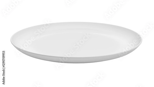 Obraz Empty white plate. Isolated. Transparent background. 3d illustration.