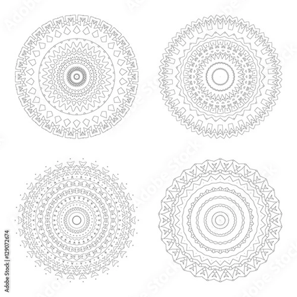 Obraz Vector circular design templates . Round decorative patterns. Set of creative Mandala isolated on white.