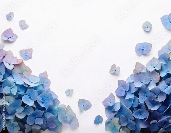 Fototapeta アジサイの花びらの背景フレーム