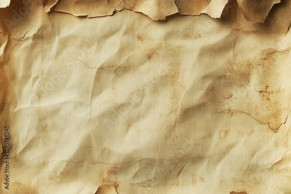 Fototapeta Crumpled paper texture for creative backgrounds and artistic designs featuring soft beige hues and uneven creases