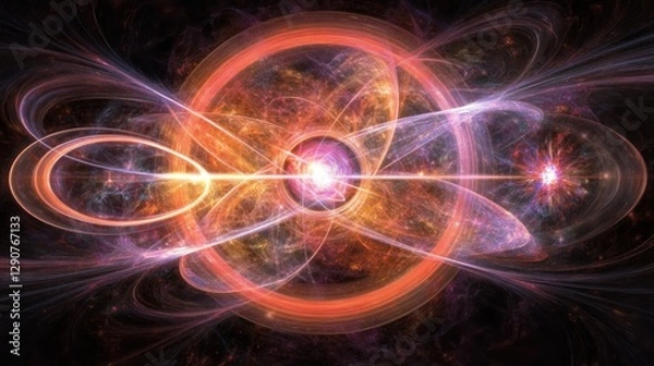 Fototapeta Atomic Energy Fusion, Space, Plasma, Bright, Science, Background, Abstract, Conceptual, Illustration