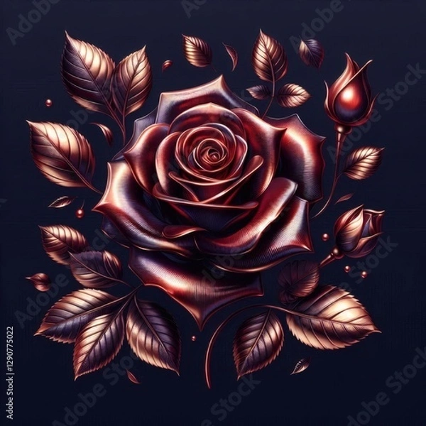 Obraz Metalic red rose