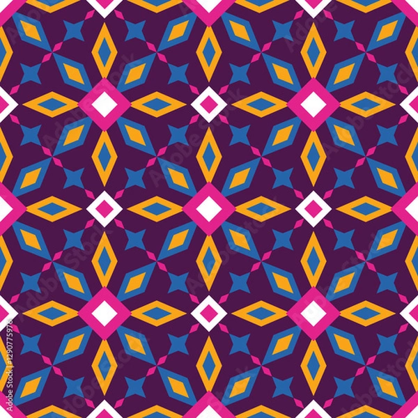 Fototapeta seamless geometric pattern with flowers