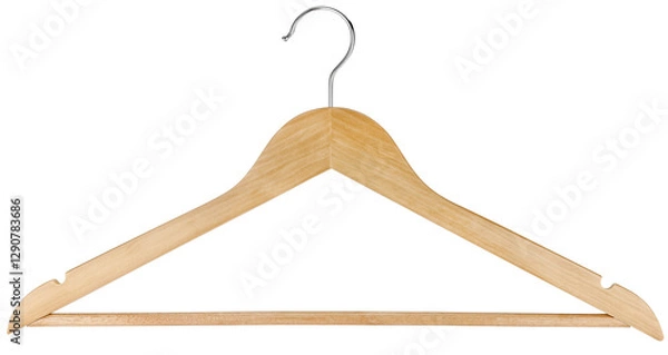 Obraz Wooden hanger for clothes isolated on a transparent background. Completely in focus. Focus stacking.