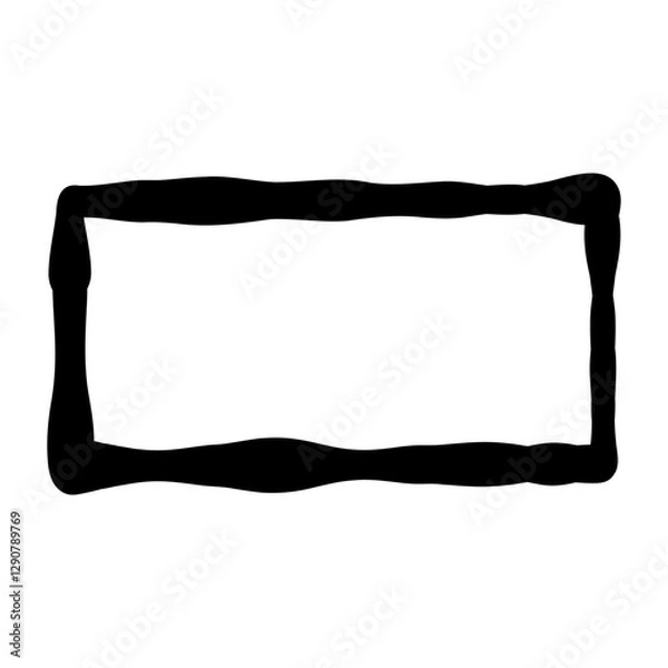 Fototapeta black irregularly shaped frame on a white background. with uneven edges element vector illustration. grunge style