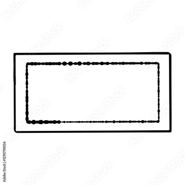 Fototapeta rectangle with two outlines. The outer outline is a rectangle with straight lines, while the inner outline is also rectangular but with wavy lines.