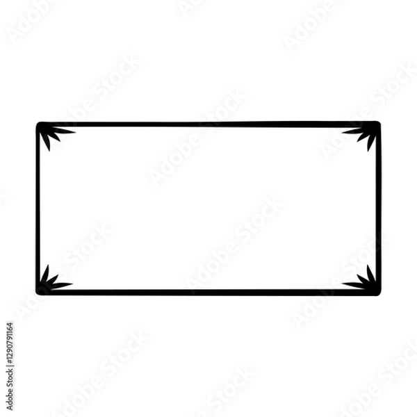 Fototapeta rectangular frame with decorative elements in the form of arrows in each corner. The frame has black lines, and the arrows point inward. Inside the frame, there is no text or other elements.