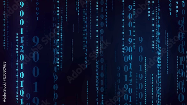 Fototapeta Cyberspace background with a set of numbers of different sizes. Big data visualization. Hacker concep