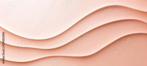 Fototapeta 3D Seamless Pastel Coral Delicate Wave Pattern Background. Abstract Minimalist Design.