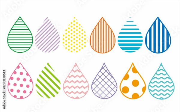 Obraz Pattern Water Drop Vector Colorful Illustration Set