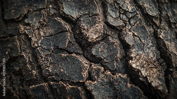 Fototapeta Close up of tree trunk with small bird and natural texture background in the outdoors