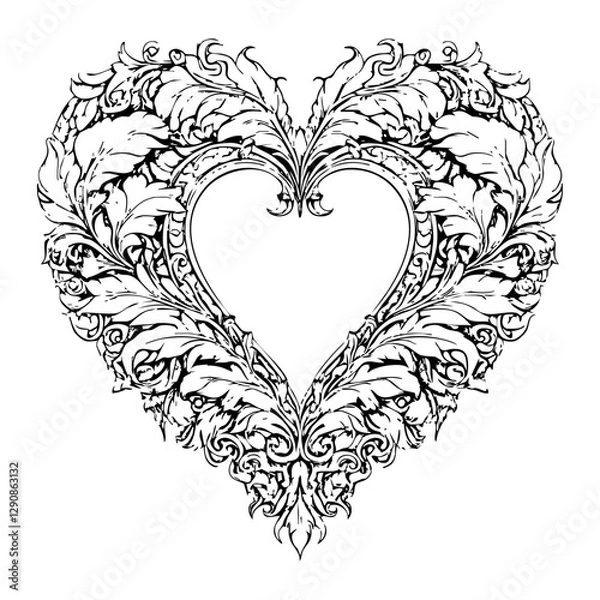 Obraz Heart shaped leaf baroque crest wreath