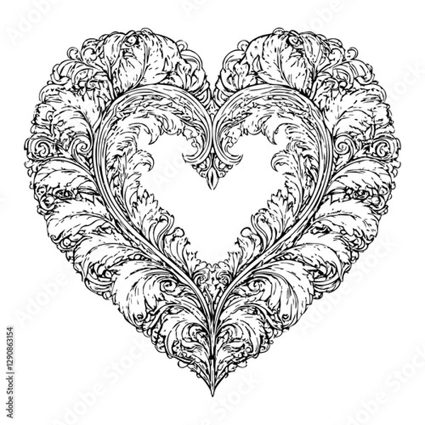 Obraz Heart shaped leaf baroque crest wreath