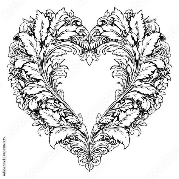Obraz Heart shaped leaf baroque crest wreath