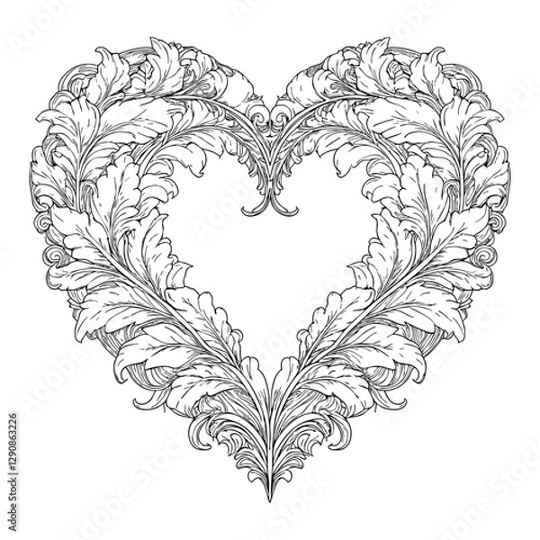Obraz Heart shaped leaf baroque crest wreath