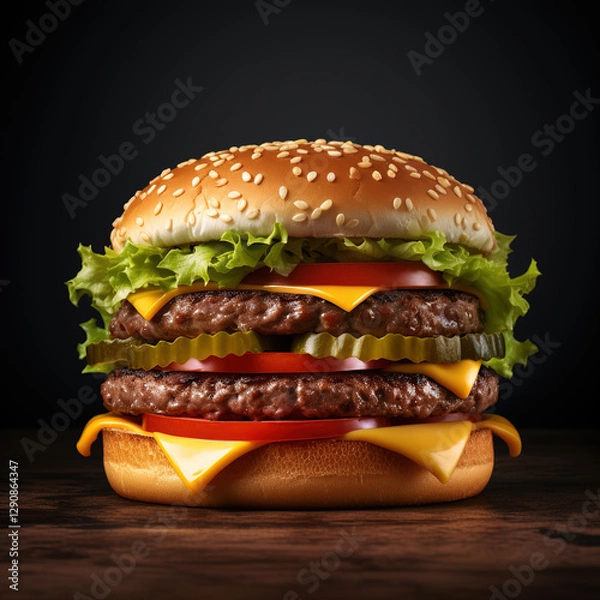 Obraz hamburger on black background