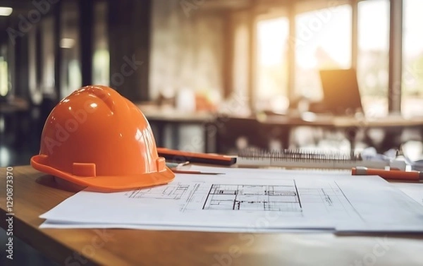 Fototapeta a hard hat on a table