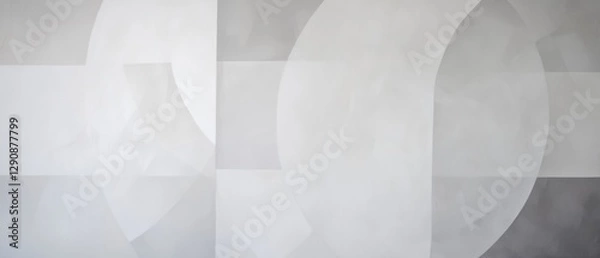 Fototapeta Geometric abstract background in grayscale tones, featuring overlapping shapes and soft curves, perfect for modern design projects and artistic applications.