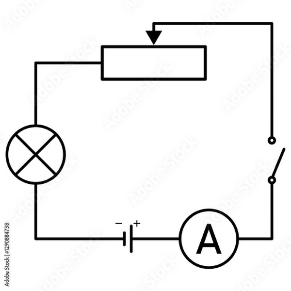 Fototapeta Schematic connection of a rheostat in an electrical circuit