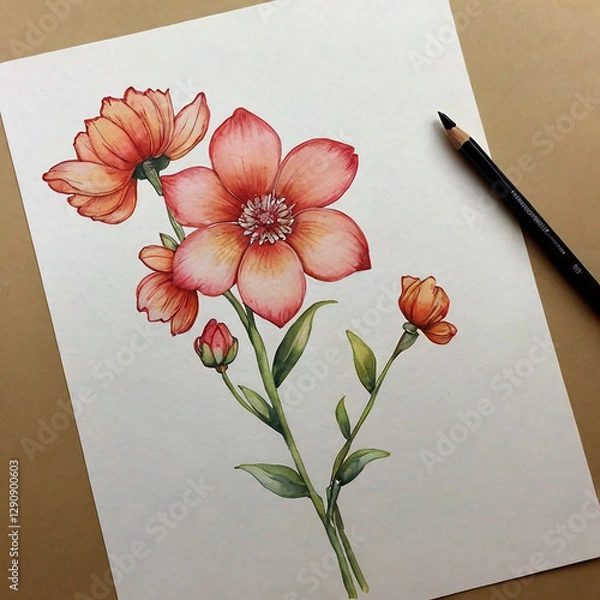 Obraz bouquet of flowers minimal mockup image