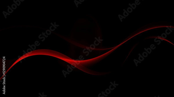 Fototapeta A striking image featuring flowing, ribbon-like forms in vibrant red against a deep black background.